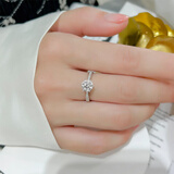 七度珠宝18K金白IGI培育钻石戒指六爪1克拉钻石女戒结婚求婚520礼物送老婆 50分培育钻石(F/VS/3EX/N) 圈口备注或联系客服