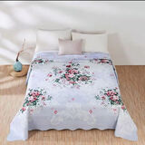 民光床单单件纯棉印花老款上海丝光全棉被单怀旧国民老式床单 繁华似锦/灰蓝（直角边） 245cm*245cm （适合1.8米床）