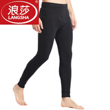 浪莎（LangSha）男士秋裤男纯棉秋冬天基础衬裤时尚打底裤保暖裤内穿棉毛裤 100%棉黑色秋裤 XL 175/100建议110-135斤