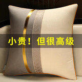 华幔盛庭抱枕高级感靠枕沙发靠背大靠垫车载座垫腰靠 福泽绵长烟灰50*50cm