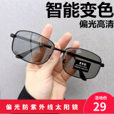 MLEN墨镜男眼镜太阳镜感光变色偏光镜开车专用眼镜钓鱼骑行蛤蟆镜防晒 3621A黑框变色灰片