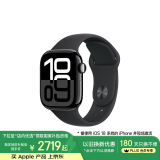Apple/苹果 Watch Series 10 智能手表GPS+蜂窝款42毫米亮黑色铝金属表壳黑色运动型表带M/L MWXN3CH/B
