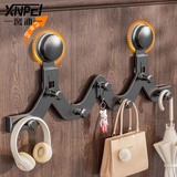 馨沛双吸盘门后挂钩衣架免打孔强承重钥匙收纳置物架隐形挂钩排钩5钩