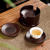 尚言坊电木茶杯垫套组家用中式圆形茶杯隔热垫茶托底座茶垫功夫茶具配件