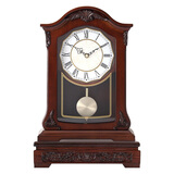 枫叶（MapleLeaf） 新中式客厅简约实木座钟家用复古艺术钟表简约创意欧式时钟摆件 8036罗马+静音丽声+底座