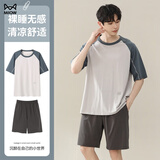 猫人睡衣男夏季冰丝短袖短裤男士新款休闲大码可外穿凉感家居服套装 【凉感冰丝】颜色四 2XL 【建议140-160斤】