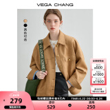VEGA CHANG短外套女2025年新款春装复古显瘦旷野美拉德上衣 核桃棕 L