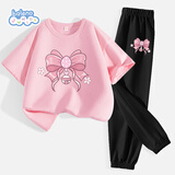 班尼路女童夏装套装2026女大童洋气薄款短袖T恤儿童夏季防蚊裤运动衣服