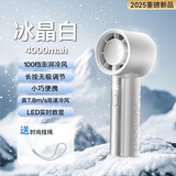 机乐堂手持小风扇迷你便携超长续航2025新款usb充电挂脖静音电风扇学生桌面宿舍办公室户外神器 冰晶白【4000毫安】
