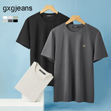 gxg.jeans男装  多色字母绣花基础凉感休闲圆领短袖T恤男 25年夏新品 深灰色 M (170)
