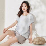 顶瓜瓜顶呱呱睡衣女夏纯棉短袖可外情侣穿家居服套装女卷舒蓝170