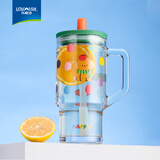 乐唯诗高颜值冰霸玻璃杯喝水杯子男女生超大容量冰美式咖啡杯家用奶茶杯 冰霸吸管杯【泰迪绿】620ml1只