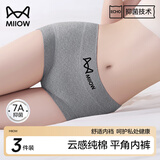 猫人（MiiOW）平角内裤女纯棉中腰大码7A抗菌加长裆提臀安全四角短裤头2025新款 白+肤+灰 【7A抑菌】 3条 L 【建议重100-120斤】