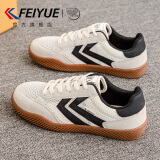 飞跃（Feiyue）德训鞋男鞋女鞋四季款复古鞋子男士运动休闲鞋情侣款经典潮流板鞋 米灰黑网孔升级款 40 (250mm)