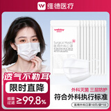 维德（WELLDAY）一次性医用外科口罩防护三层无菌级防细菌防飞沫轻薄透气挂耳式 医用外科灭菌级-白色【100只】
