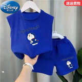 迪士尼（Disney）夏装新款男童背心套装小童宝宝夏天衣服儿童无袖短裤夏季两件套 蓝色回头叮当猫（一套) 100 码（身高85-95cm）