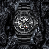 依波（EBOHR）手表男镂空全自动机械表防水夜光钨钢十大名表新年生日礼物送老公 黑钢黑面【礼盒+表带】51280215 专柜热销爆款 送礼甄选