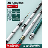 化氏一味max同款鱼竿手竿超轻超硬野钓28调19调黑坑鲢鳙轻量大物台钓 2.7m 【纯碳入门版】轻硬28调+钓鱼礼包