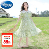 迪士尼（Disney）童装女童连衣裙夏季儿童裙子夏装2023新款纯色公主裙大童显瘦长裙 双领碎花连衣裙 140 尺码9~10岁【130-140cm】