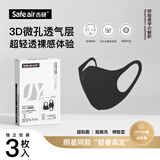 吉研日本聚氨酯海绵口罩黑色可水洗高颜值3d立体独立装防粉尘飞沫花粉 谜夜黑【3枚独立装】