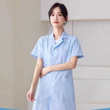 尚优不凡 蓝色白大褂长袖夏装实验服护士服短袖蓝大褂