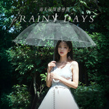 范爷家16骨长柄透明雨伞ins氛围感拍照神器直杆环保雨伞大号双人伞