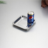 德勒不锈钢方盘烧烤盘鱼盘蒸饭盘子食物托盘烘培盘商用饭盘菜盘正方形 浅方盘20*20*2