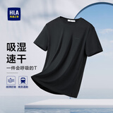 HLA海澜之家短袖T恤男25呼吸方格运动圆领短袖男夏季
