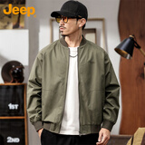 吉普（JEEP）夹克男士春秋季宽松外套棒球服美式飞行休闲潮流男装 军绿 XL