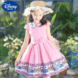 迪士尼（Disney）女童连衣裙4儿童夏装5短袖6中大童7夏季8小女孩9公主纯棉裙子13岁 粉红色 130 (建议身高115-125cm左右)
