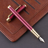 英雄（HERO）钢笔礼盒男女士签字笔礼品商务书法练字三年级中小学生定制刻字笔生日礼物E609 7006红色0.5mm【简装】 F明尖0.5mm