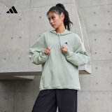 adidas休闲加厚毛圈连帽卫衣套头衫男女阿迪达斯官方轻运动 亚麻绿 S