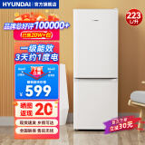 HYUNDAI（韩国现代）大容量双开门二门冰箱 家用中型小型电冰箱冷冻冷藏租房宿舍节能省电 223L白【一级能效+行业爆款】