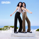 SIINSIIN直筒裤女夏季休闲凉感轻薄垂感显瘦阔腿裤高腰收腹鲨鱼裤2025新款 显瘦黑(常规款) 身高161-168cm M 【101-120斤】