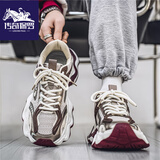 传奇保罗男鞋2025新款秋季网面透气休闲百搭增高青少年运动机甲老爹鞋子男 米棕 43