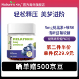 Nature's Key美国自然之钥褪黑素软糖60粒 含维生素B6 释压助眠安睡改善睡眠质 【1件装】蓝莓味褪黑素软糖