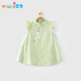 优奇婴儿衣服女宝宝夏季薄款无袖连衣裙女童裙子周岁礼服满月红色喜庆