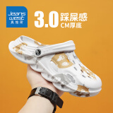 真维斯（Jeanswest）凉鞋男夏季2025透气洞洞鞋男踩屎感凉拖鞋两用软底沙滩鞋 白色 41
