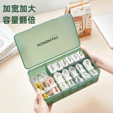 萌物时光机手机数据线收纳盒充电器电线电源理线整理包家用桌面收纳容量神器 加大墨绿色【无理线带标签贴】