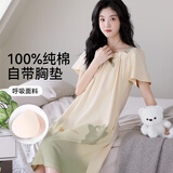 猫人纯棉睡裙女夏季薄款短袖带胸垫家居服卡通甜美睡衣夏天全棉连衣裙 19236【100%棉带胸垫短袖睡裙】 L 【建议100-120斤】