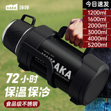 皇家洛克保温壶大容量不锈钢暖水壶热水瓶户外旅行壶便携车载运动保温杯子 【背带+长茶隔】黑色4000ml