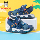 巴布豆（BOBDOG）童鞋男童包头沙滩鞋夏季软底儿童凉鞋105532008藏青蓝/湖底绿26