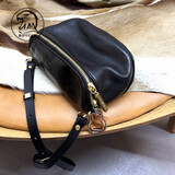 BOYCLN 马鞍包女 软牛皮轻便月牙包轻奢真皮单肩小背包 迷你斜挎手机包 黑色