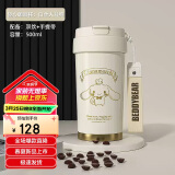 杯具熊（BEDDYBEAR）双饮保温杯女陶瓷覆层内胆吸管咖啡水杯车载杯子礼物500ml大耳狗