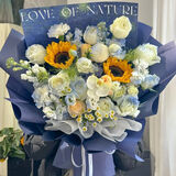 花旺鲜花速递花礼向日葵花束生日送长辈领导同事礼物花同城配送当日达 【若梦流云】2支向日葵+10支白玫瑰|dsb29