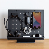 SANWA SUPPLY 桌面立式收纳架 多功能办公洞洞板DIY置物架 耳机架手柄架 金属面板免打孔 增强款 增加挂钩X2