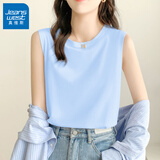 真维斯（Jeanswest）无袖背心女装夏季新款纯棉坎肩吊带宽松慵懒风外穿设计感短款上衣 天蓝 纯色 S