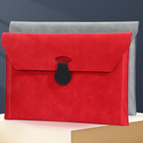 嘉然恒 A4商务文件袋皮质档案袋穿扣加厚防水资料收纳袋男女款办公合同票据公文袋便携大容量可定制 红色