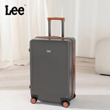Lee高颜值拉链行李箱女拉杆箱学生登机箱男旅行密码箱子灰配棕20英寸