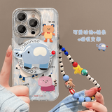 鹿途者 DEERWALK蓝色磁吸大象适用苹果18promax手机壳新款iPhone17pro自带镜头膜16防摔15硅胶保护套14高级感小众 羽纱-蓝色大象+磁吸支架+手链 iPhone 16 Pro